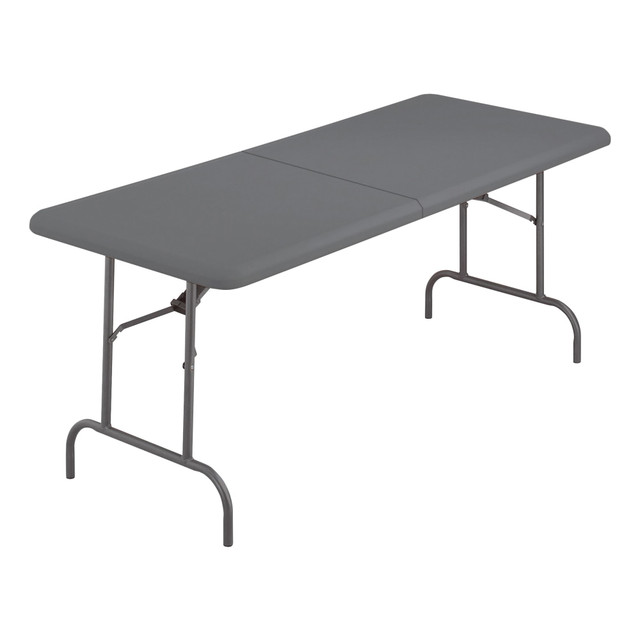 ICEBERG ENTERPRISES LLC 65467 Iceberg IndestrucTable TOO Bifold Table - Rectangle Top - Contemporary Style - Adjustable Height - 72in Table Top Length x 30in Table Top Width x 2in Table Top Thickness - 29in Height - Charcoal, Powder Coated - Tubular 