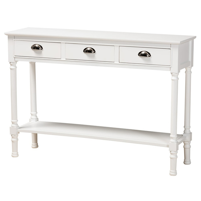 WHOLESALE INTERIORS, INC. Baxton Studio 2721-11330  French Provincial 3-Drawer Entryway Console Table, 31-15/16inH x 45-5/16inW x 13inD, White