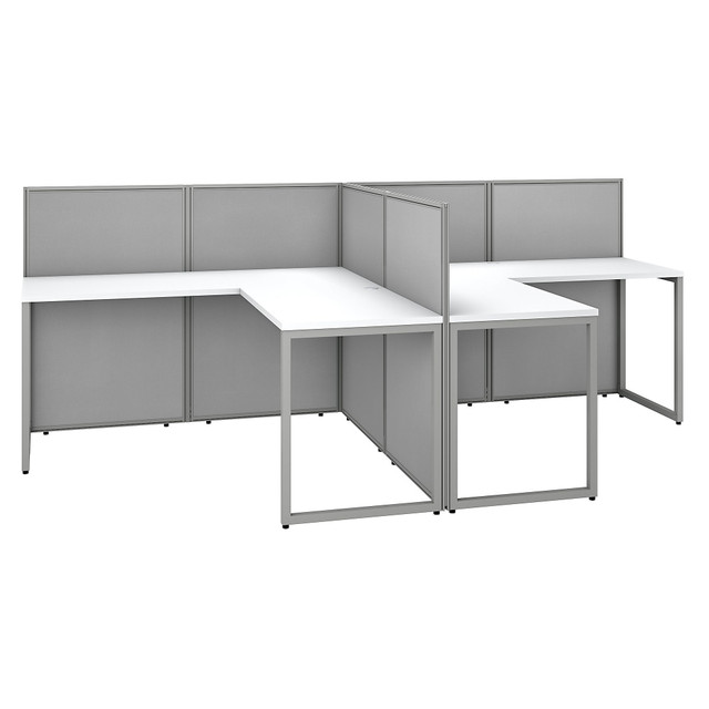 BUSH INDUSTRIES INC. EOD560WH-03K Bush Business Furniture Easy Office 60inW 2-Person L-Shaped Cubicle Desk Workstation With 45inH Panels, Pure White/Silver Gray, Standard Delivery