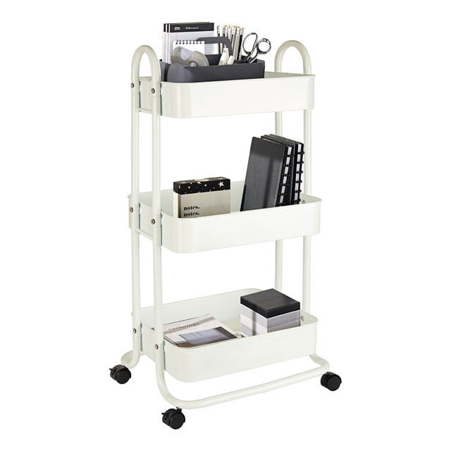 OFFICE DEPOT MS-CA-008N-OFFWHT Realspace Mobile 3-Tier Storage Cart, 35-5/8inH x 17-15/16inW x 14-5/16inD, Off-White OFFICE DEPOT MS-CA-008N-OFFWHT Realspace Mobile 3-Tier Storage Cart, 35-5/8inH x 17-15/16inW x 14-5/16inD, Off-White