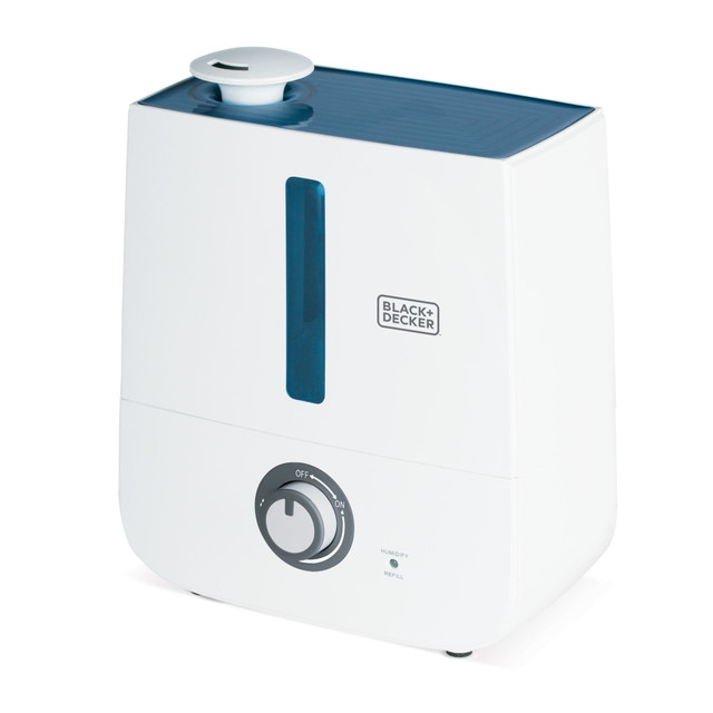 BLACK & DECKER/INDUS. CONST. BUH028 Black+Decker Ultrasonic Humidifier, 0.75 Gallons, 10-7/8inH x 9-3/8inW x 5-9/16inD BLACK & DECKER/INDUS. CONST. BUH028 Black+Decker Ultrasonic Humidifier, 0.75 Gallons, 10-7/8inH x 9-3/8inW x 5-9/16inD
