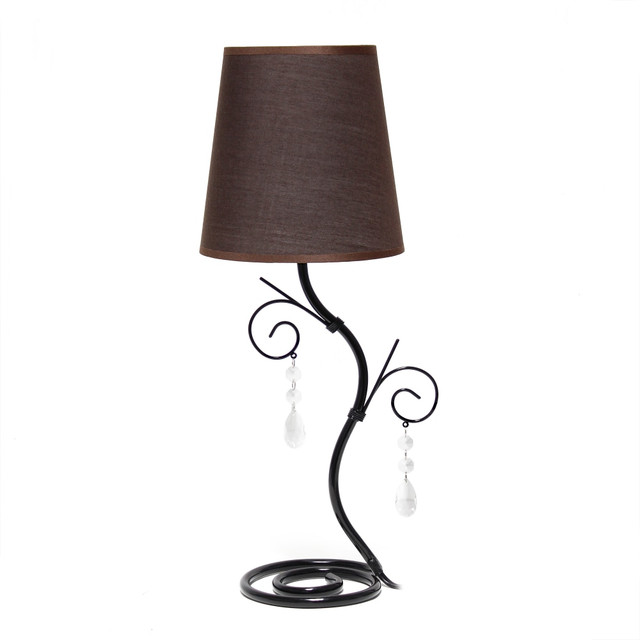 ALL THE RAGES INC CWT-2006-BW Creekwood Home Priva Metal Winding Ivy Table Lamp, 19inH, Brown Shade/Black Base