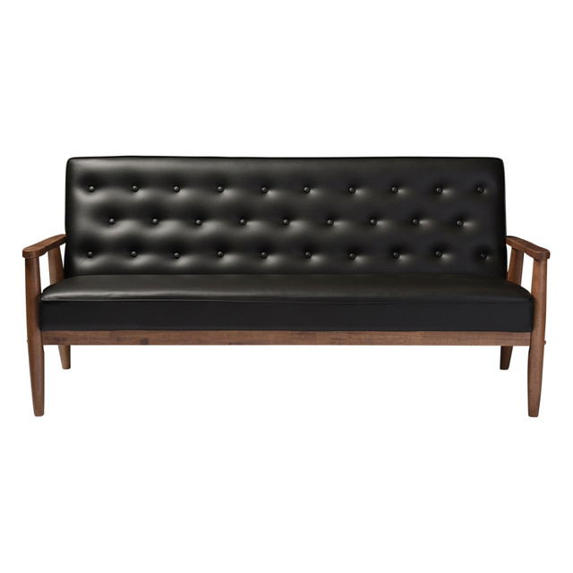 WHOLESALE INTERIORS, INC. 2721-6770 Baxton Studio Noel Sofa, Black/Dark Walnut
