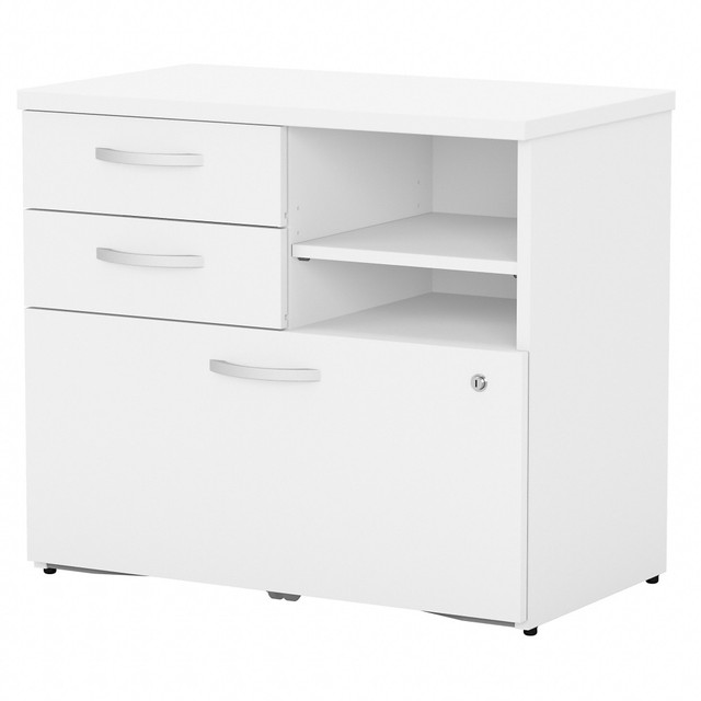 BUSH INDUSTRIES INC. SCF130WHSU Bush Business Furniture Studio C 29-5/7inW x 17inD Lateral File Cabinet With Drawers and Shelves, White, Standard Delivery BUSH INDUSTRIES INC. SCF130WHSU Bush Business Furniture Studio C 29-5/7inW x 17inD Lateral File Cabinet With Drawers and Shelves, White, Standard Delivery