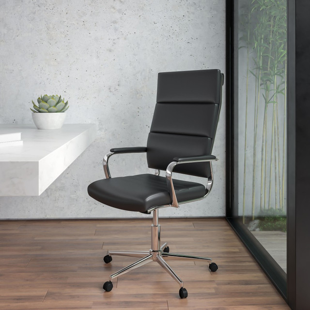 FLASH FURNITURE BT20595H2BK LeatherSoft Faux Leather High-Back Contemporary Executive Office Chair, Black FLASH FURNITURE BT20595H2BK LeatherSoft Faux Leather High-Back Contemporary Executive Office Chair, Black