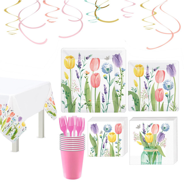 AMSCAN WL0024  Tulip Garden Tableware Kit, Multicolor