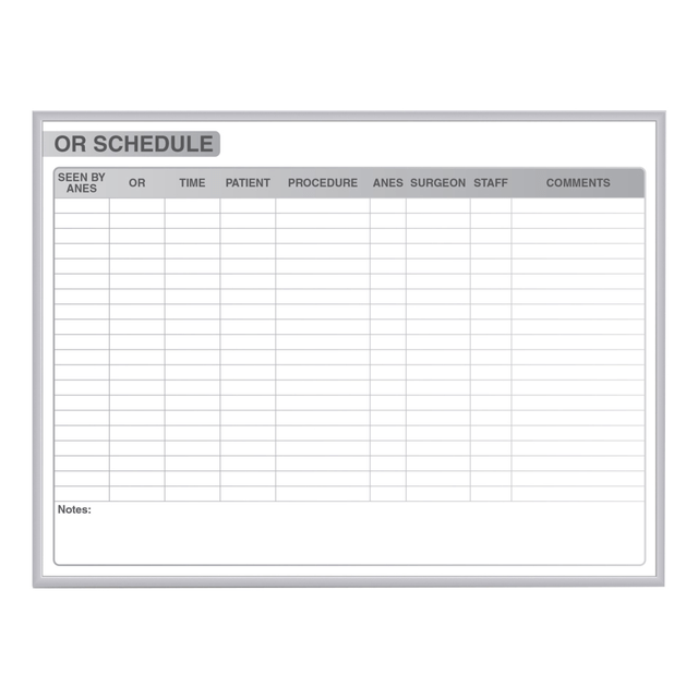 GHENT MANUFACTURING INC. Ghent GRPM313S-34  OR Schedule Magnetic Dry-Erase Whiteboard, 36in x 48in, Aluminum Frame With Silver Finish