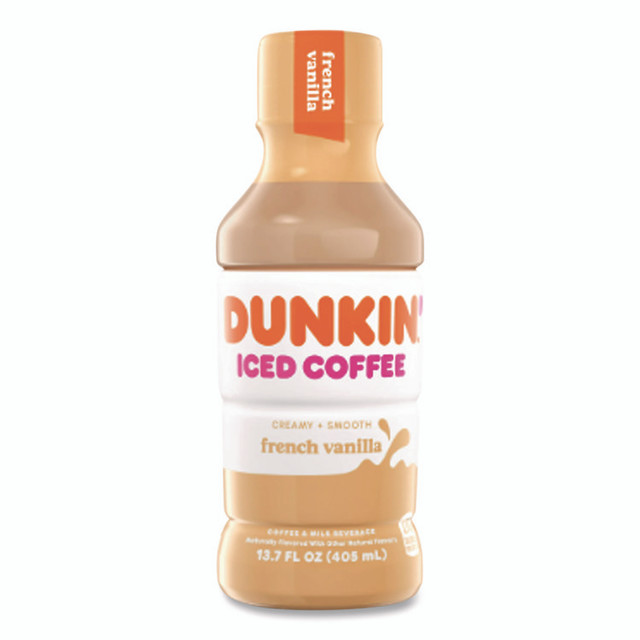 KEURIG DR PEPPER Dunkin'® 049000072396 French Vanilla Iced Coffee Drink, 13.7 oz Bottle, 12/Carton