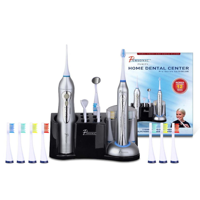 BUDOFF OUTDOOR FURNITURE, INC. 99593424M Pursonic Deluxe Home Dental Center Sonic Toothbrush With Oral Irrigator, 7inH x 1/2inW x 1/2inD, Black