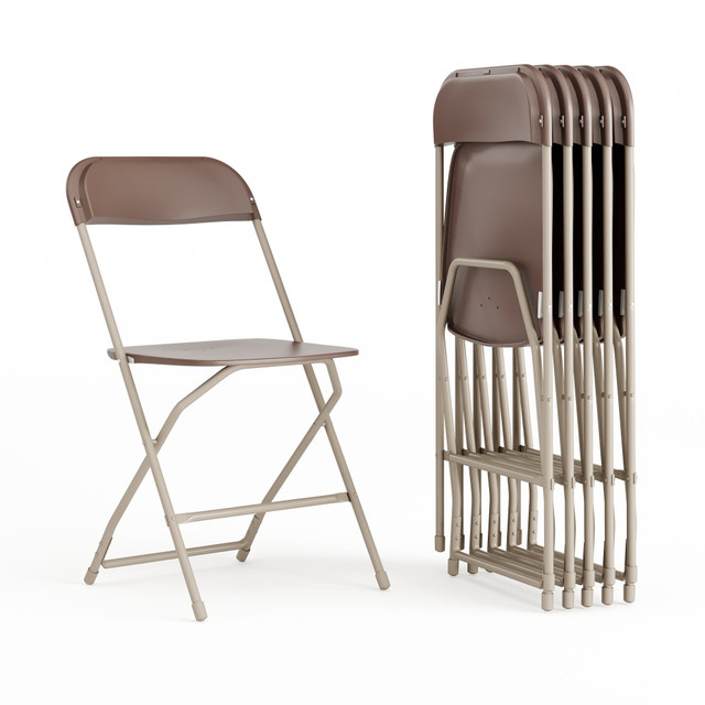 FLASH FURNITURE 6LEL3BRN  Hercules Series Plastic Folding Chairs, Brown, Set Of 6 Chairs