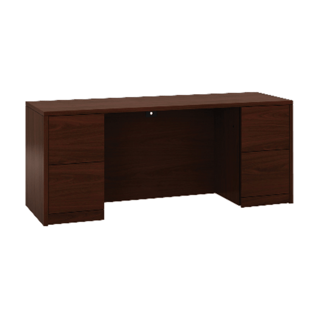 HNI CORPORATION 105900NN HON 10500 Series Double Pedestal Credenza with Kneespace - 72in x 24in x 29.5in - 4 x File Drawer(s) - Double Pedestal - Square Edge - Material: Wood - Finish: Laminate, Mahogany