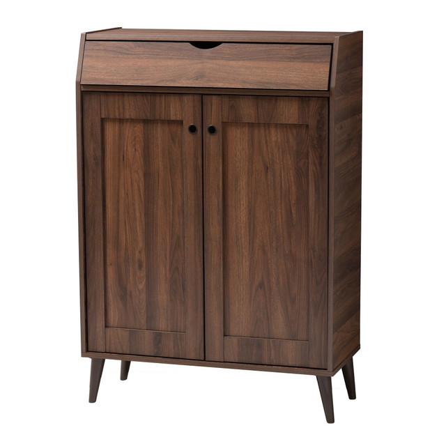 WHOLESALE INTERIORS, INC. 2721-9159 Baxton Studio Cormier 2-Door Entryway Shoe Storage Cabinet, Walnut