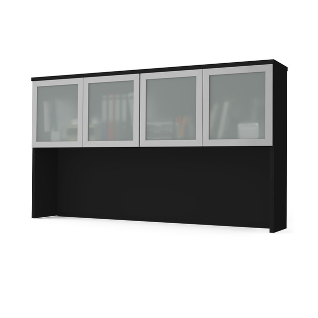 BESTAR INC. 110523-1118 Bestar Pro-Concept Plus Hutch With Frosted Glass Doors, 40-7/16inH x 71-1/8inW x 12-7/16inD, Black