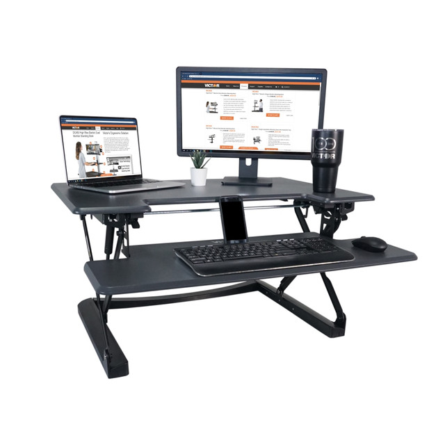 VICTOR TECHNOLOGY DCX760 Victor High Rise DCX760 Height-Adjustable Standing Desk Riser, 36in, Gray/Black