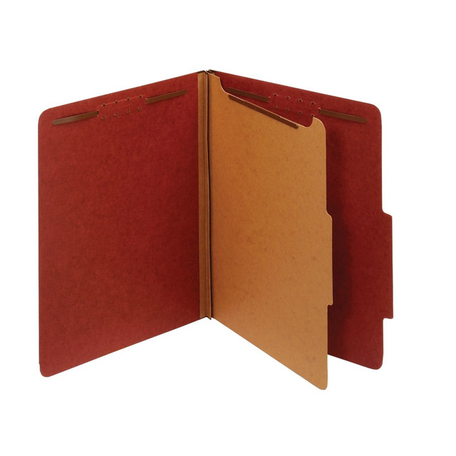OFFICE DEPOT OD23775R  Brand Pressboard Classification Folders With Fasteners, 1 Divider, Letter Size (8-1/2in x 11in), 2in Expansion, Red, Box Of 10
