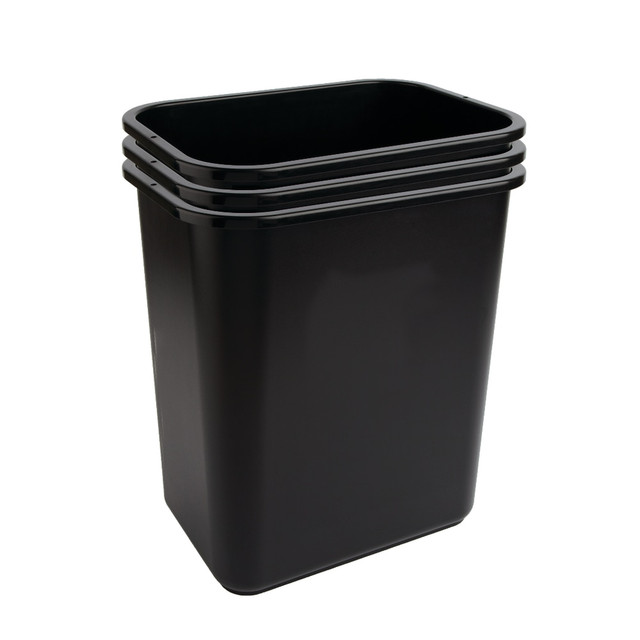 OFFICE DEPOT Highmark HM2818BK-3  Rectangular Plastic Wastebasket, 6.5 Gallons, 15inH x 10inW x 14-1/4inD, Black, Pack Of 3