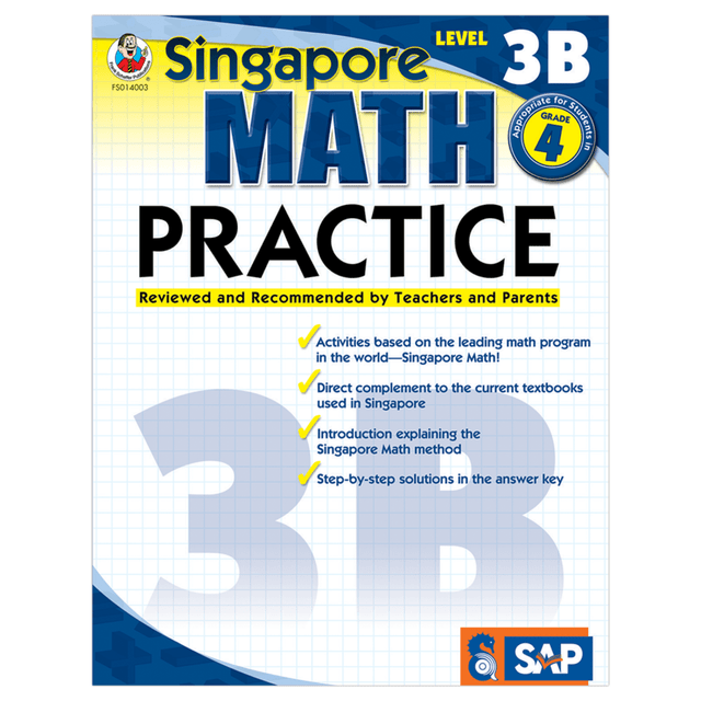 CARSON-DELLOSA PUBLISHING LLC 0768240034 Carson-Dellosa Singapore Math Practice, Level 3B, Grade 4