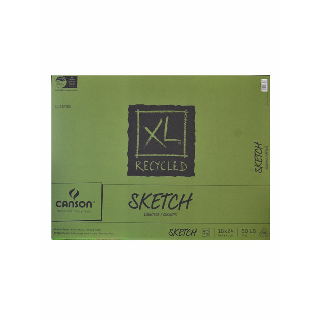 WINSOR & NEWTON 100510924-2 Canson XL Sketch Pads, Fold-Over, 18in x 24in, 50 Sheets, Pack Of 2