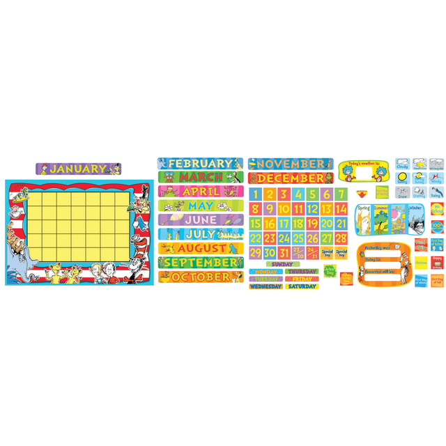 C R GIBSON EU-847695 Eureka Dr. Seuss Calendar Bulletin Board Set, 34in x 24in, Multicolor