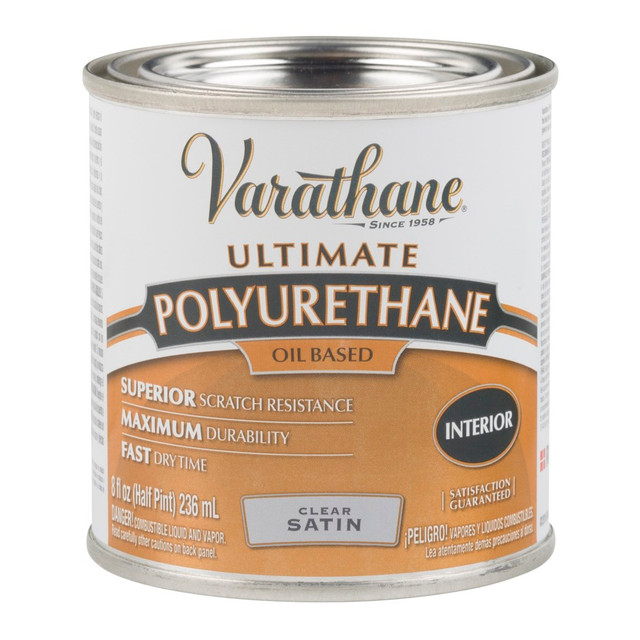 RUST-OLEUM CORPORATION 9161H Rust-Oleum Varathane Ultimate Oil-Based Polyurethane, 8 Oz, Clear Satin, Pack Of 4 Cans RUST-OLEUM CORPORATION 9161H Rust-Oleum Varathane Ultimate Oil-Based Polyurethane, 8 Oz, Clear Satin, Pack Of 4 Cans