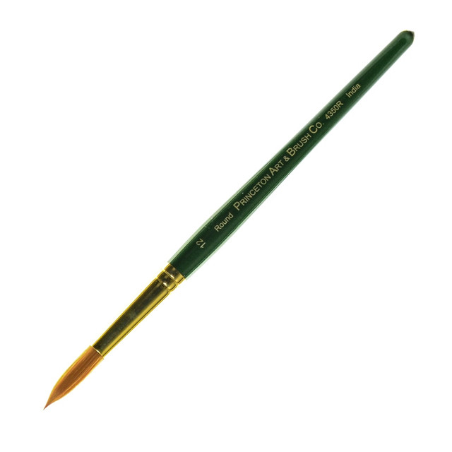 PRINCETON ARTIST BRUSH CO. 4350R-12 Princeton Series 4350 Ashley Paint Brush, Size 12, Round Bristle, Synthetic, Green