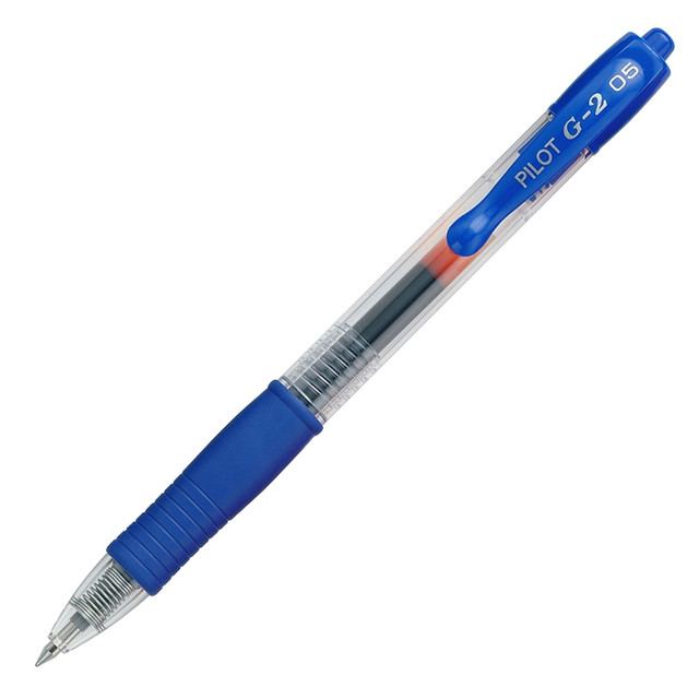 PILOT CORPORATION OF AMERICA Pilot 31003  G2 Retractable Gel Pens, Extra Fine Point, 0.5 mm, Clear Barrels, Blue Ink, Pack Of 12
