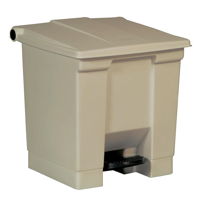 RUBBERMAID 614300BG  Step-On Waste Container, 8 Gallons, 17in x 15 3/4in x 16 1/4in, Beige