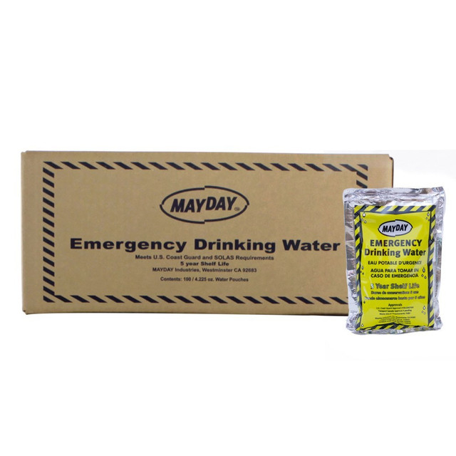 READY AMERICA 73011  Mayday Industries Emergency Drinking Water Pouches, 4.23 Oz, Case Of 100 Pouches