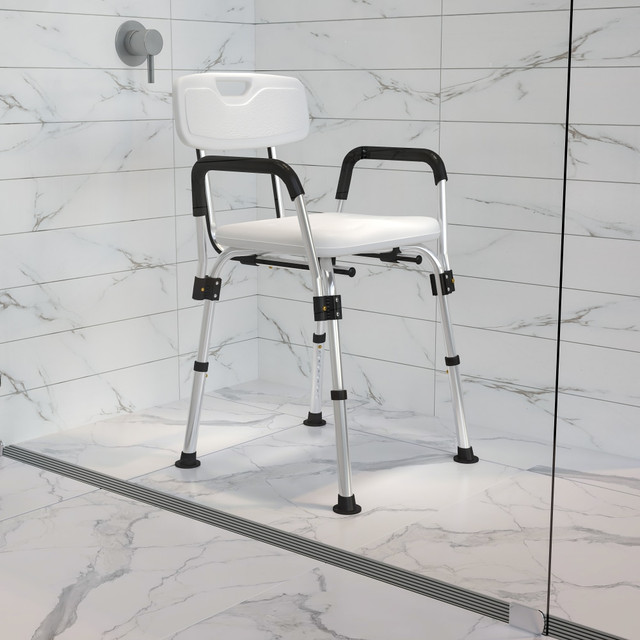 FLASH FURNITURE DCHY3520LWH HERCULES Series Adjustable Bath And Shower Chair, White FLASH FURNITURE DCHY3520LWH HERCULES Series Adjustable Bath And Shower Chair, White