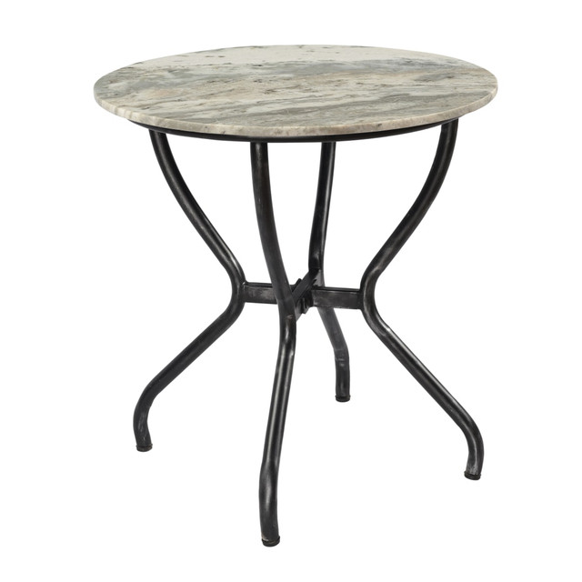 COAST TO COAST IMPORTS, LLC. Coast to Coast 49508  Olsen Marble Top Accent Table, 24inH x 24inW x 24inD, Madeline Antique Silver Rub