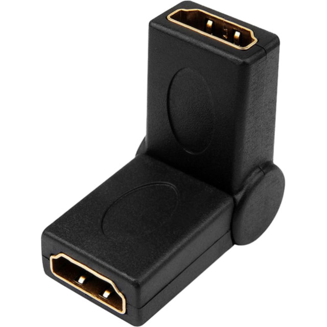 4XEM 4XHDMIFFSWIVEL  90 Degree Swivel HDMI A Female To HDMI A Female Adapter - 1 Pack - 1 x 19-pin HDMI (Type A) Digital Audio/Video Female - 1 x 19-pin HDMI (Type A) Digital Audio/Video Female - Gold Connector - Gold Contact - Black