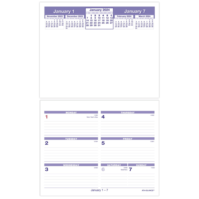 ACCO BRANDS USA, LLC SW705X5024 2024 AT-A-GLANCE Flip-A-Week Weekly Desk Calendar Refill, 6in x 7in, January to December 2024, SW705X50