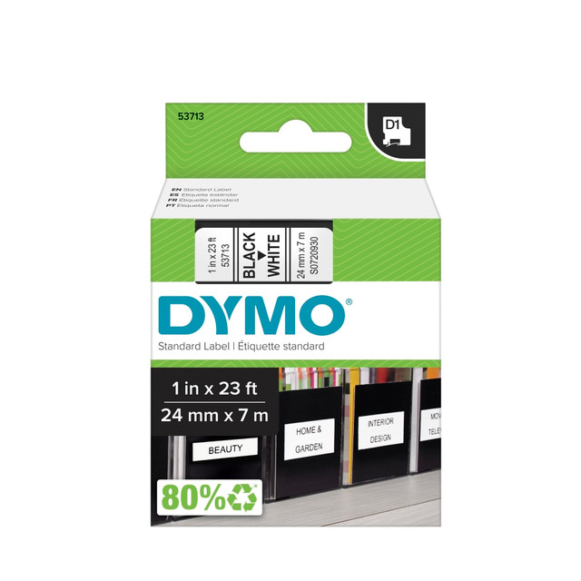 NEWELL BRANDS INC. 53713 DYMO D1 53713 Black-On-White Tape, 1in x 23ft NEWELL BRANDS INC. 53713 DYMO D1 53713 Black-On-White Tape, 1in x 23ft