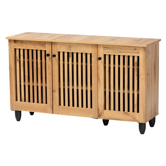 WHOLESALE INTERIORS, INC. 2721-11990 Baxton Studio Fernanda 45inW 3-Door Shoe Cabinet, Oak Brown