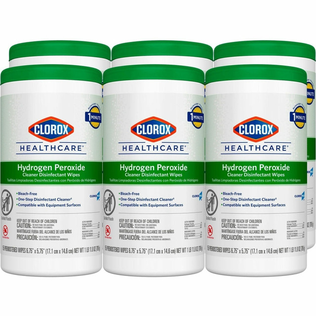 THE CLOROX COMPANY 30825PL Clorox Healthcare Hydrogen Peroxide Cleaner Disinfectant Wipes - Bleach-free, Antibacterial - White - 155 Tub - 450 / Pallet THE CLOROX COMPANY 30825PL Clorox Healthcare Hydrogen Peroxide Cleaner Disinfectant Wipes - Bleach-free, Antibacterial - White - 155 Tub - 450 / Pallet