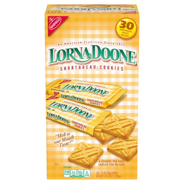 MONDELEZ-NABISCO Lorna Doone 1314  Shortbread Cookies, 1.5 Oz, 6 Cookies Per Pack, Box Of 30 Packs