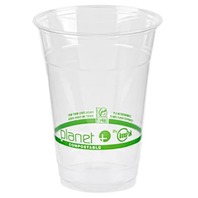 Keep your space stocked with cold cups so your guests can enjoy sodas, mixed drinks, and more. These cups are sustainably made can be commercially composted.  Ideal for water, juices, sodas, and other cold beverages.  Commercially compostable, sustainably made, clear PLA cold cups offer a sustainable option for cold beverages.  Not suitable for hot liquids or foods.  Eco-conscious choice - has one or more meaningful eco-attributes or eco-labels.  Conforms to ASTM D6400 standards. For detailed information see www.astm.org.  BPI Certified Compostable - certified by the Biodegradable Products Institute (BPI) to be compostable in commercial compost facilities (where facilities exist).  Product Content Contains Compostable Material - made from materials that can quickly break down in commercial composting facilities (where facilities exist), to help reduce waste while creating usable organic matter.  Plant-based content - made using tree-free agricultural products or by-products, helping you support innovative use of plants while reducing use of forests or other resources.