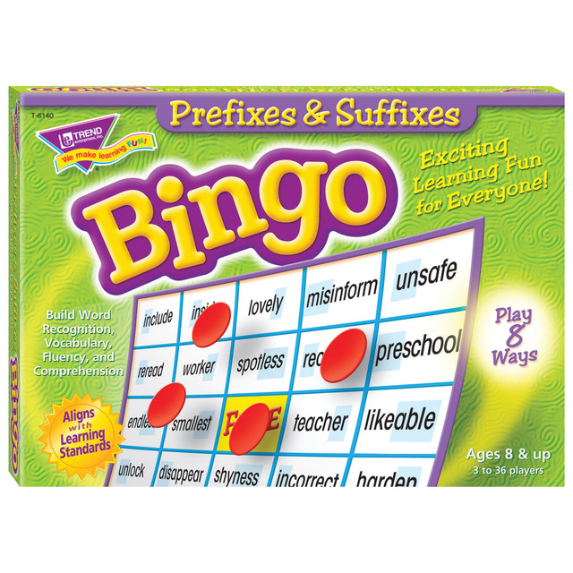 TREND ENTERPRISES INC T-6140 Trend Sight Words Prefixes & Suffixes Bingo Game, Grades 2 To 8