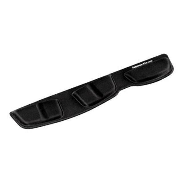 The Fellowes Keyboard Palm Support with patented Health-V Channel relieves wrist pressure to help prevent carpal tunnel syndrome! Self-adjusting memory foam support with contoured shape encourages correct ergonomic position while placing small or large hands in neutral posture. Microban antimicrobial protection keeps product cleaner. It features soft, breathable jersey fabric cover.