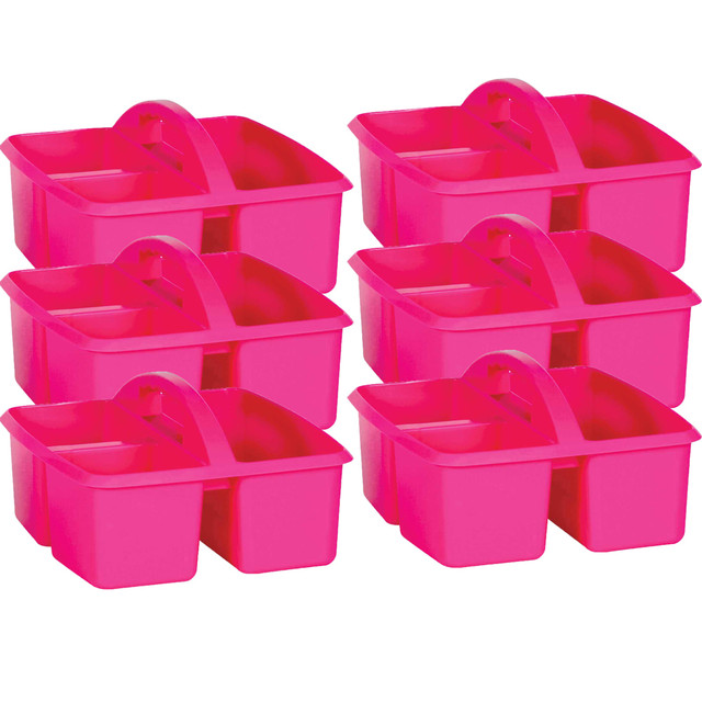 EDUCATORS RESOURCE TCR20908-6 Teacher Created Resources Plastic Storage Caddies, Medium Size, Pink, Pack Of 6 Caddies EDUCATORS RESOURCE TCR20908-6 Teacher Created Resources Plastic Storage Caddies, Medium Size, Pink, Pack Of 6 Caddies