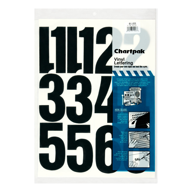 CHARTPAK, INC. 1193 Chartpak Pickett Vinyl Numbers, 4in, Black