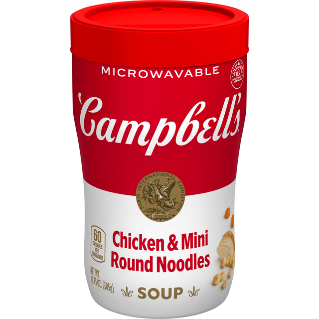 CAMPBELL SOUP COMPANY 200000014982 Campbells Soup On The Go Chicken With Mini Noodles Cups, 10.75 Oz, Case Of 8 Cups