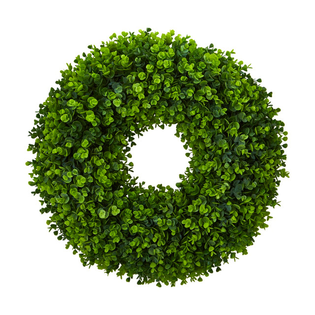 NEARLY NATURAL INC. 4344 Nearly Natural Eucalyptus 25inH Artificial Wreath, 25inH x 25inW x 5inD, Green
