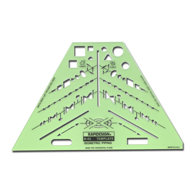 KOH-I-NOOR RAPIDOGRAPH, INC. R43 Rapidesign Engineers Drafting And Design Templates, Isometric Piping KOH-I-NOOR RAPIDOGRAPH, INC. R43 Rapidesign Engineers Drafting And Design Templates, Isometric Piping