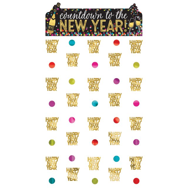 AMSCAN 244253  New Years Colorful Confetti Doorway Curtains, 39in x 77in, Multicolor, Set Of 2 Curtains