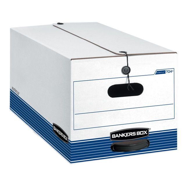 FELLOWES INC. 0070406 Bankers Box Stor/File Medium-Duty Storage Boxes With Locking Lift-Off Lids And Built-In Handles, Letter Size, 24 x 12in x 10in, 60% Recycled, White/Blue, Case Of 3 FELLOWES INC. 0070406 Bankers Box Stor/File Medium-Duty Storage Boxes With Locking Lift-Off Lids And Built-In Handles, Letter Size, 24 x 12in x 10in, 60% Recycled, White/Blue, Case Of 3