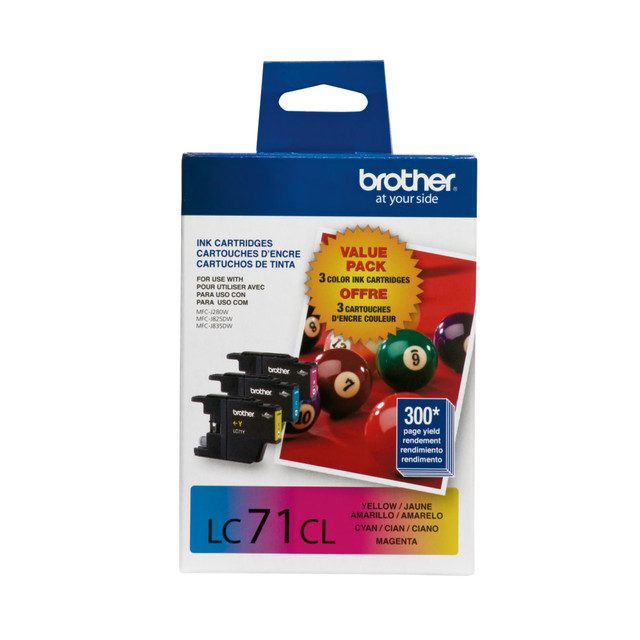 BROTHER INTL CORP LC713PKS Brother LC71 Cyan, Magenta, Yellow Ink Cartridges, Pack Of 3, LC713PKS BROTHER INTL CORP LC713PKS Brother LC71 Cyan, Magenta, Yellow Ink Cartridges, Pack Of 3, LC713PKS
