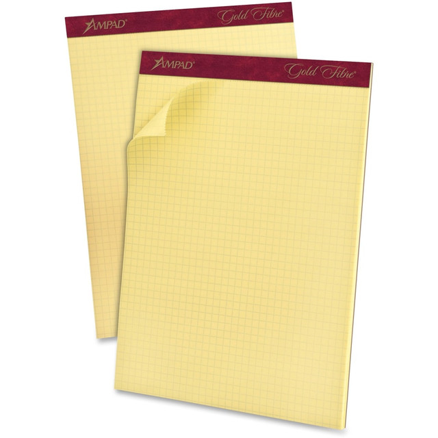 TOPS BUSINESS FORMS 22143 Ampad Mediumweight Quadrille Pad, 8 1/2in x 11in, Quadrille Ruled, 50 Sheets, Canary Yellow