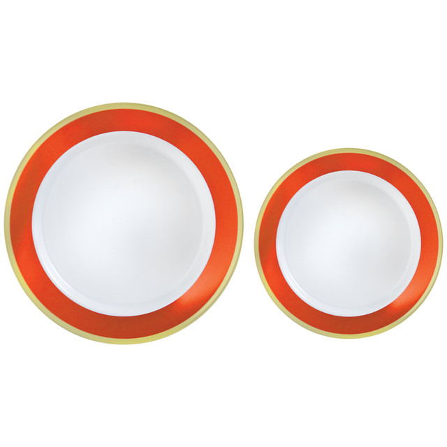 AMSCAN 430586.05  Round Hot-Stamped Plastic Bordered Plates, Orange Peel, Pack Of 20 Plates