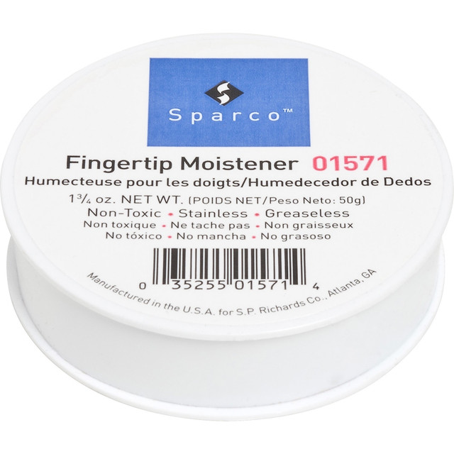 SP RICHARDS Sparco 01571  1 3/4 Ounce Fingertip Moistener - Non-slip, Greaseless, Stainingless, Odorless - 1.75 oz - White